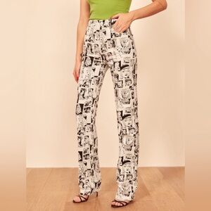 Comic print jeans